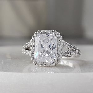 925 Sterling Silver ring, size 6, Radiant cut